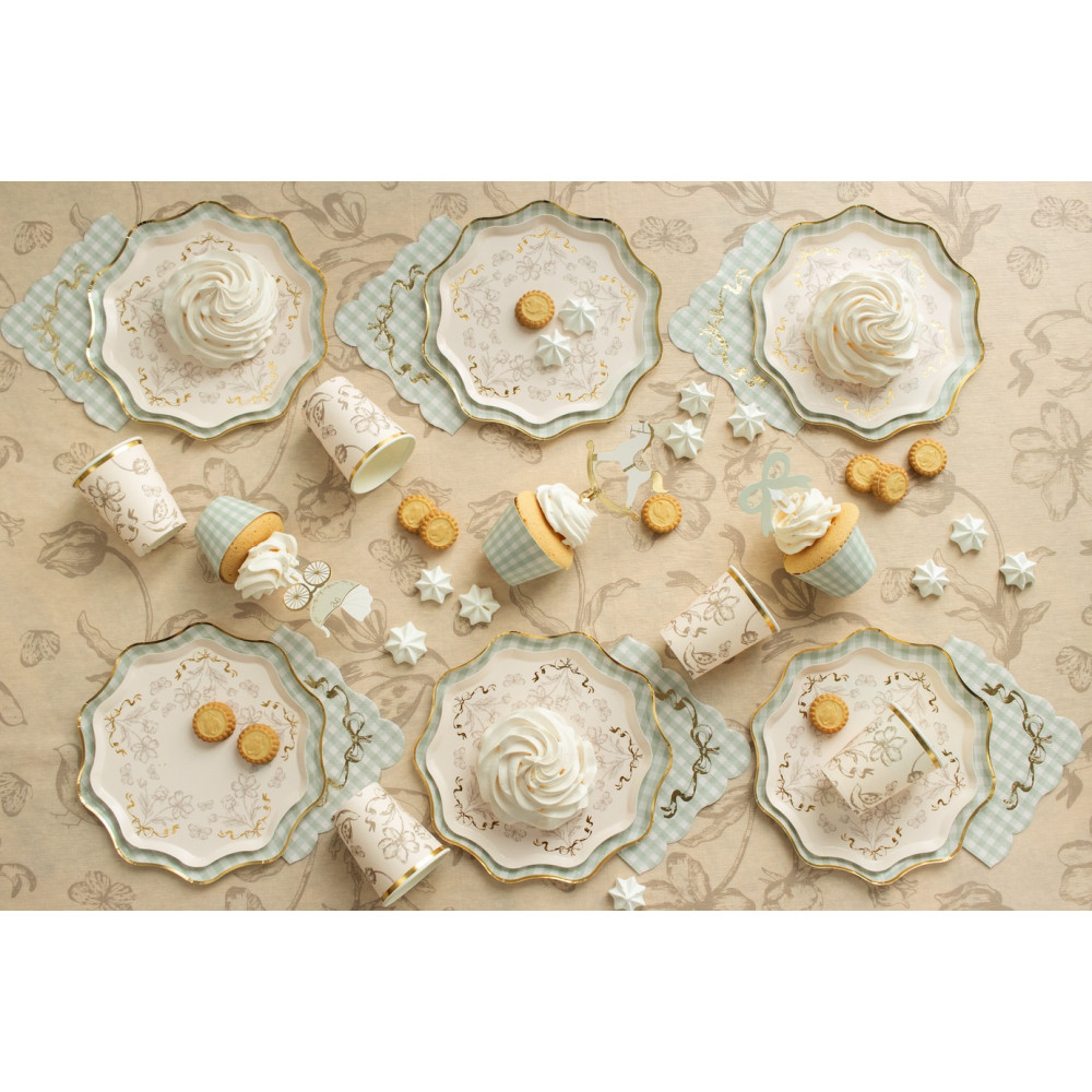 Paper tablecloth Flowers - beige 180 x 120 cm