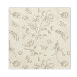 Serwetki papierowe Kwiaty - beżowe 12 szt.