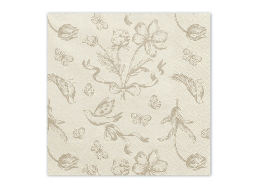 Paper napkins Flowers - beige 12 pcs.
