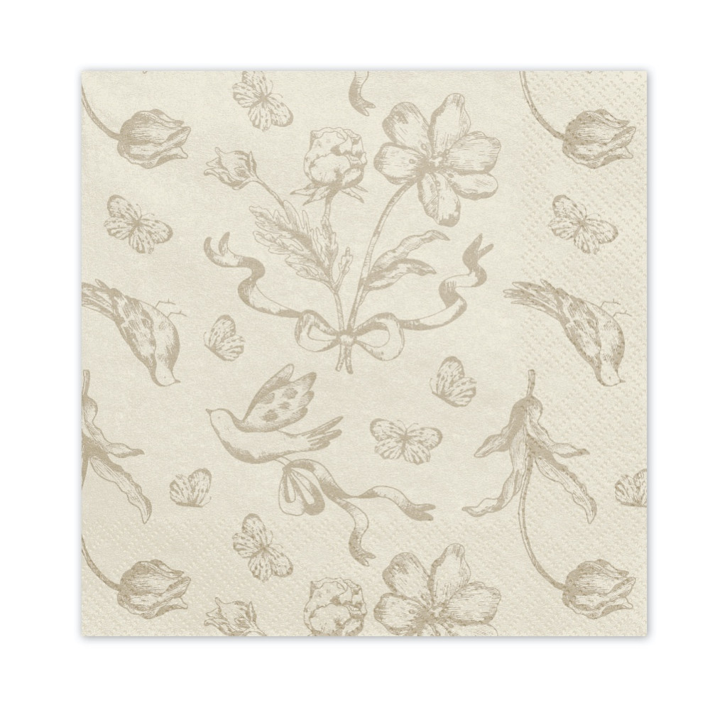 Paper napkins Flowers - beige 12 pcs.