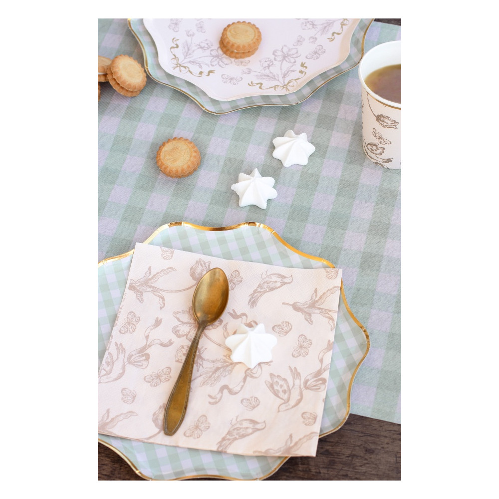 Paper napkins Flowers - beige 12 pcs.