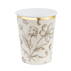 Paper cups Flowers - beige 220 ml 6 pcs.