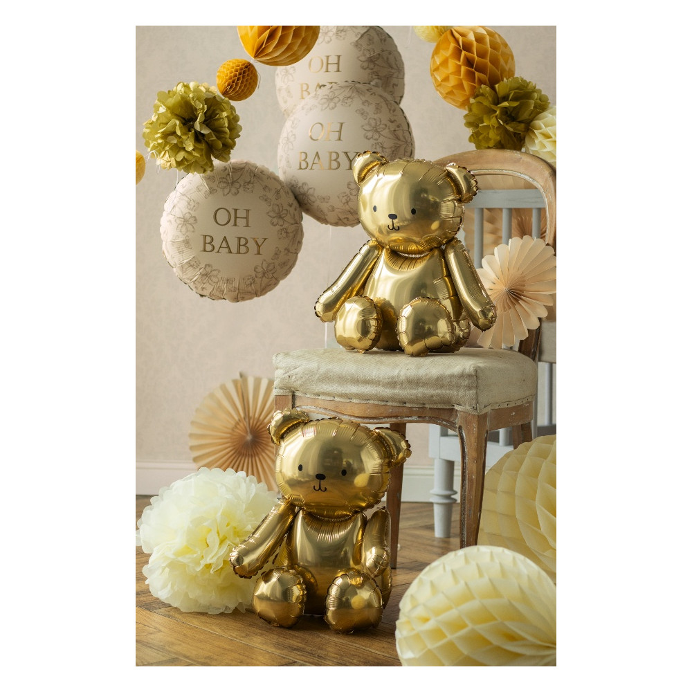 Balon foliowy Miś - złoty 43 x 53 cm