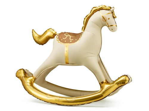 Foil balloon Rocking Horse - gold 118 x 104 cm