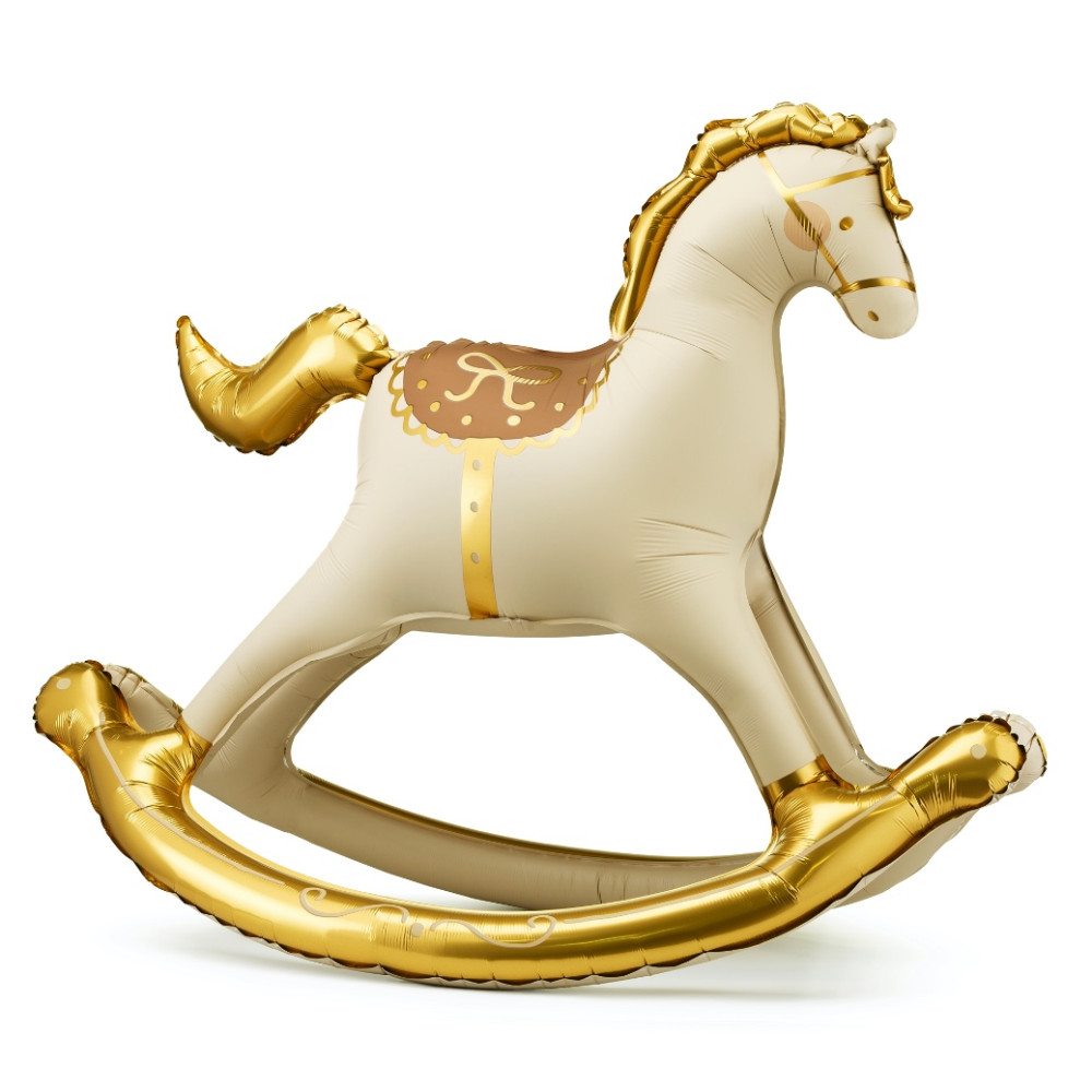 Balon foliowy Konik na biegunach - złoty 118 x 104 cm