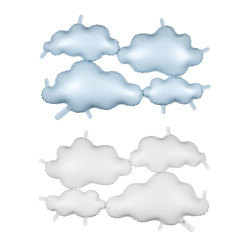 Balon foliowy dwustronny Chmurki - biało-niebieski 99 x 52 cm