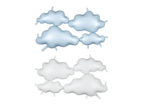 Foil balloon double-sided Clouds - white and blue 99 x 52 cm