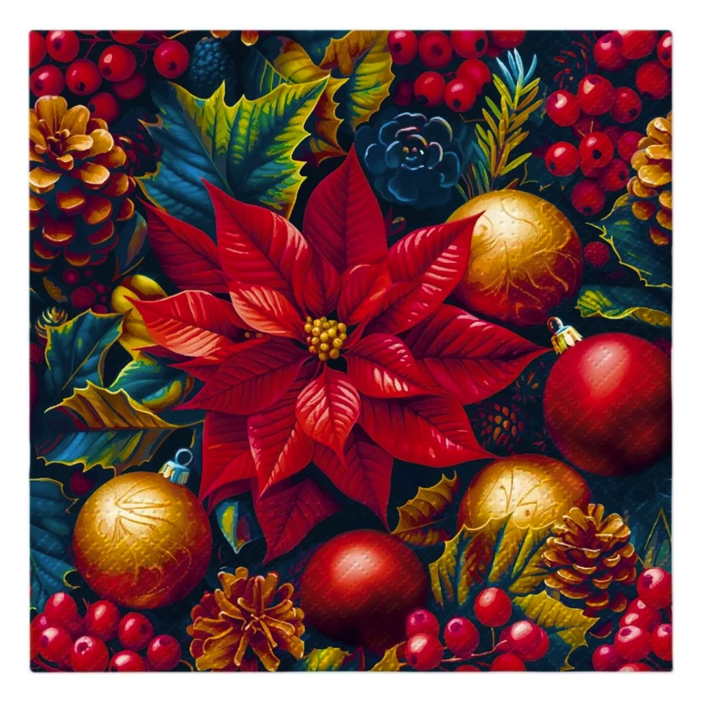 Decorative napkins Vintage Poinsettia Charm - Paw - 20 pcs.
