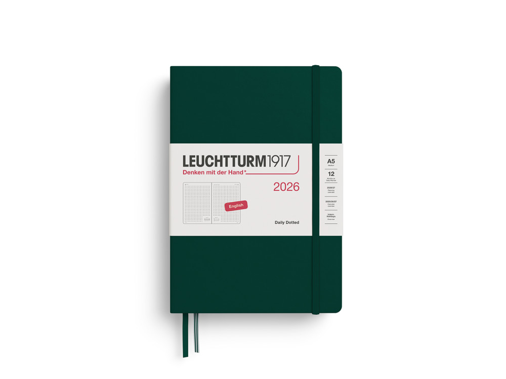 Planer dzienny w kropki 2026 A5 - Leuchtturm1917 - Forest Green