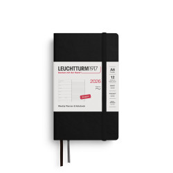 Planer tygodniowy z notatnikiem w kropki 2026 A6 - Leuchtturm1917 - Black