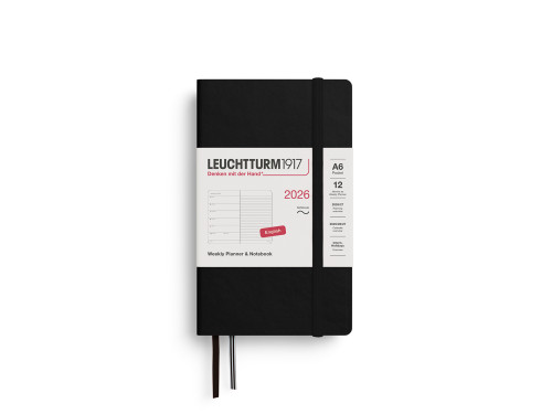 Planer tygodniowy z notatnikiem w kropki 2026 A6 - Leuchtturm1917 - Black