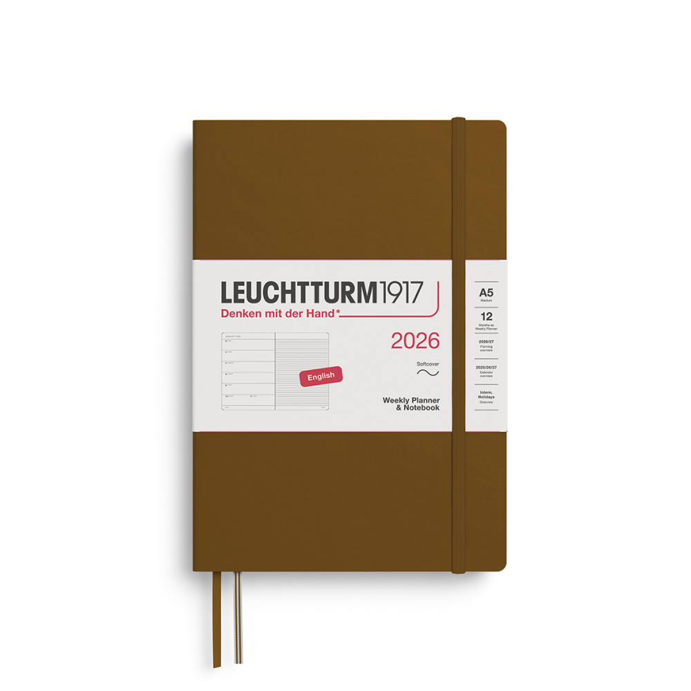 Dotted Weekly Planner & Notebook 2026 A5 - Leuchtturm1917 - Spice Brown