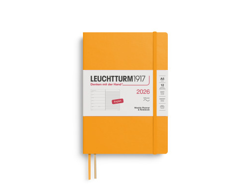 Planer tygodniowy z notatnikiem w kropki 2026 A5 - Leuchtturm1917 - Rising Sun