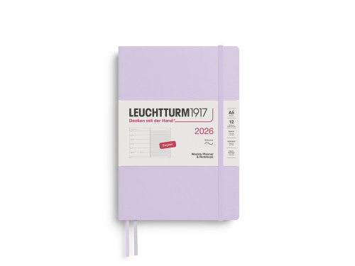 Planer tygodniowy z notatnikiem w kropki 2026 A5 - Leuchtturm1917 - Lilac
