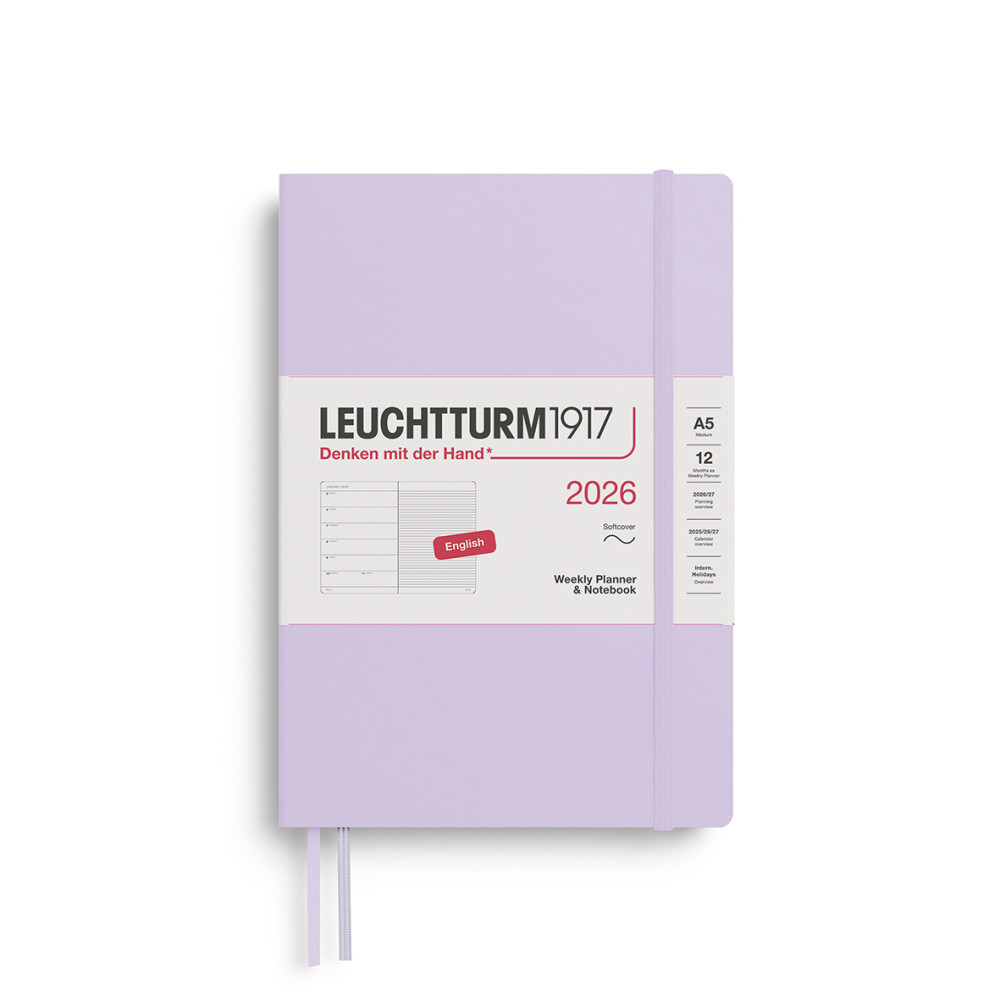 Planer tygodniowy z notatnikiem w kropki 2026 A5 - Leuchtturm1917 - Lilac