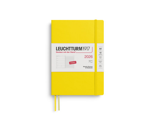 Planer tygodniowy z notatnikiem w kropki 2026 A5 - Leuchtturm1917 - Lemon