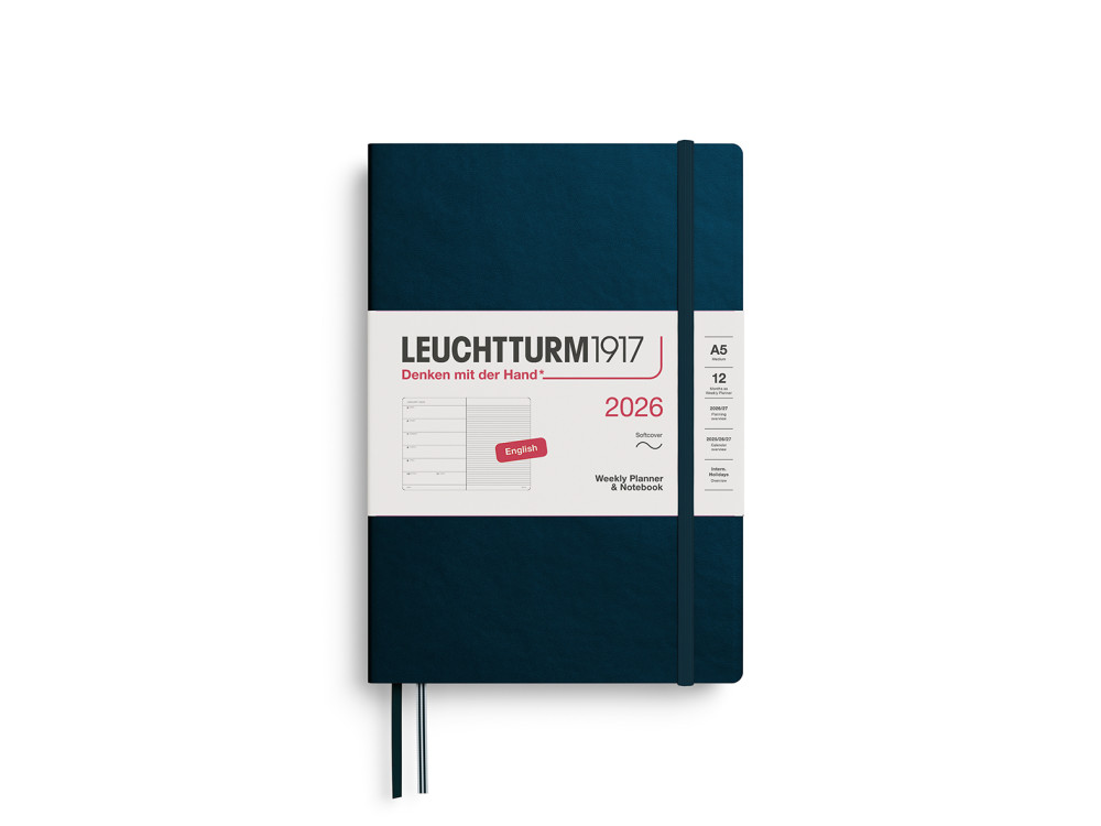 Planer tygodniowy z notatnikiem w kropki 2026 A5 - Leuchtturm1917 - Deep Sea