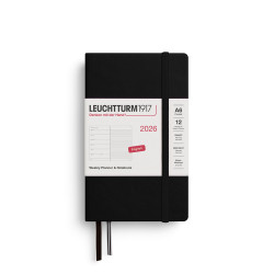 Ruled Weekly Planner & Notebook 2026 A6 - Leuchtturm1917 - Black