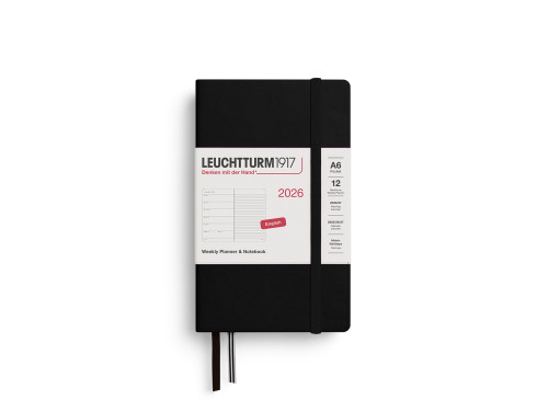 Ruled Weekly Planner & Notebook 2026 A6 - Leuchtturm1917 - Black