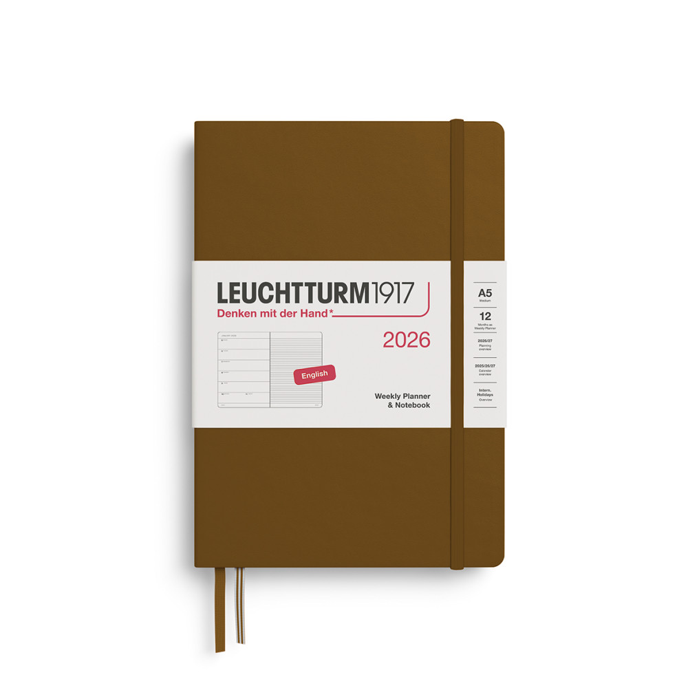 Ruled Weekly Planner & Notebook 2026 A6 - Leuchtturm1917 - Spice Brown
