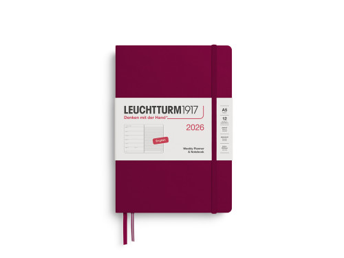 Ruled Weekly Planner & Notebook 2026 A6 - Leuchtturm1917 - Port Red