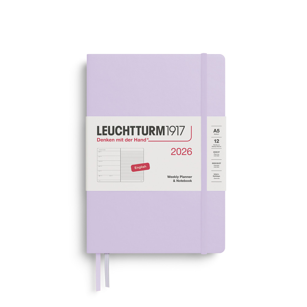 Planer tygodniowy z notatnikiem w linie 2026 A5 - Leuchtturm1917 - Lilac