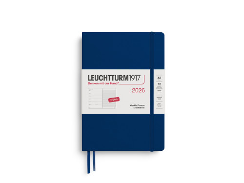 Ruled Weekly Planner & Notebook 2026 A6 - Leuchtturm1917 - Navy