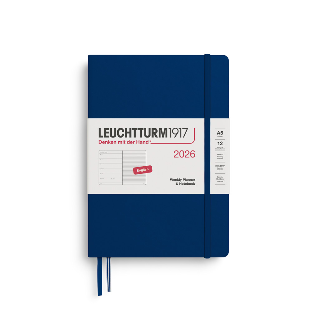 Planer tygodniowy z notatnikiem w linie 2026 A5 - Leuchtturm1917 - Navy