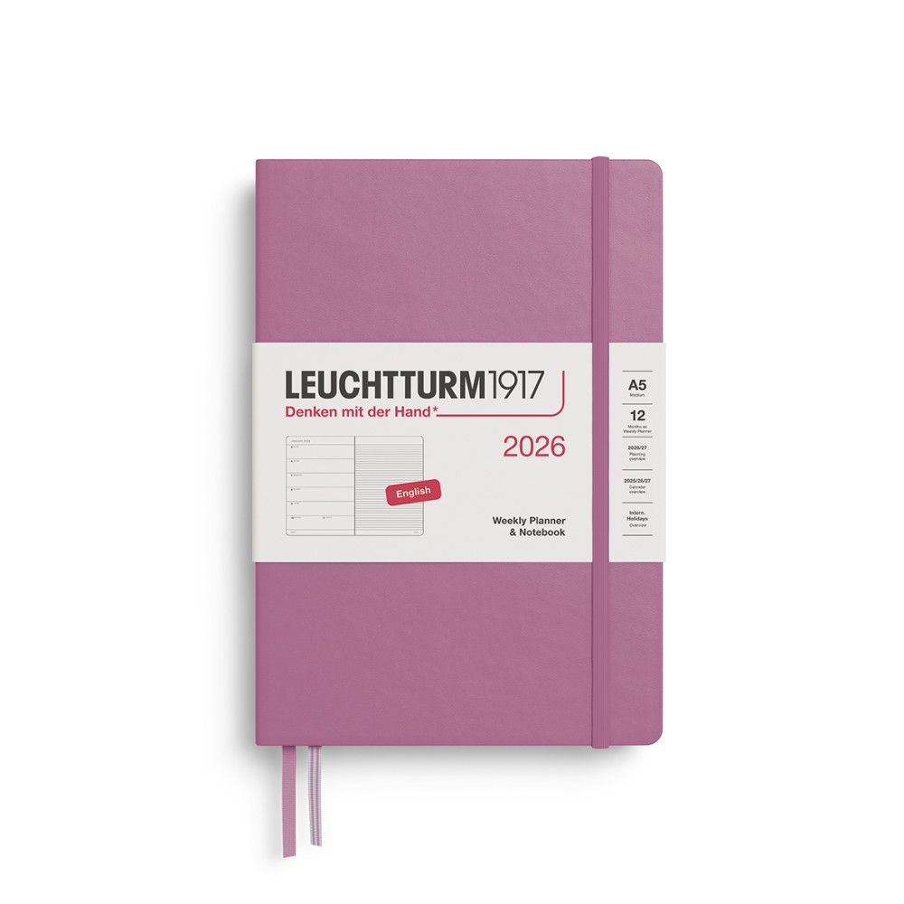 Ruled Weekly Planner & Notebook 2026 A6 - Leuchtturm1917 - Dusty Rose