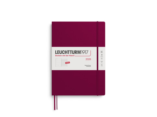 Planer tygodniowy z notatnikiem w linie 2026 A4+ - Leuchtturm1917 - Port Red