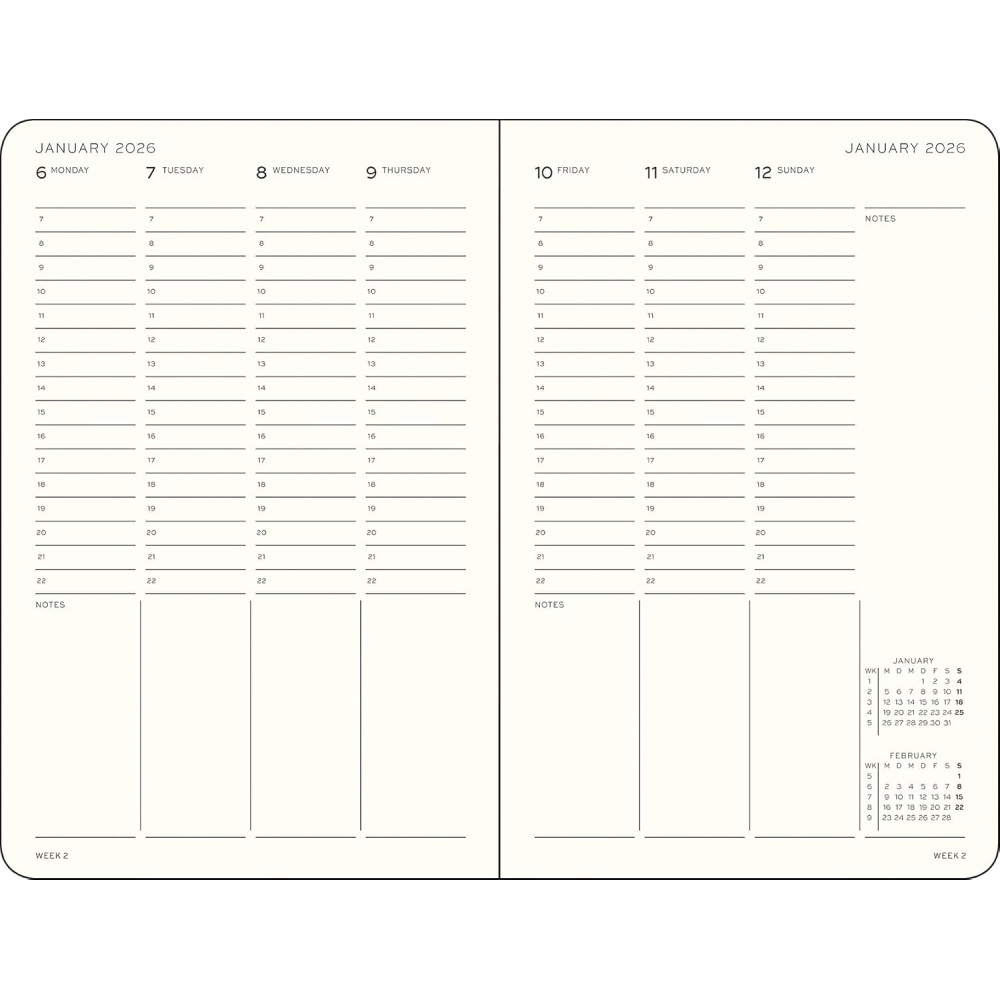 Planer tygodniowy wertykalny 2026 B6+ - Leuchtturm1917 - Black