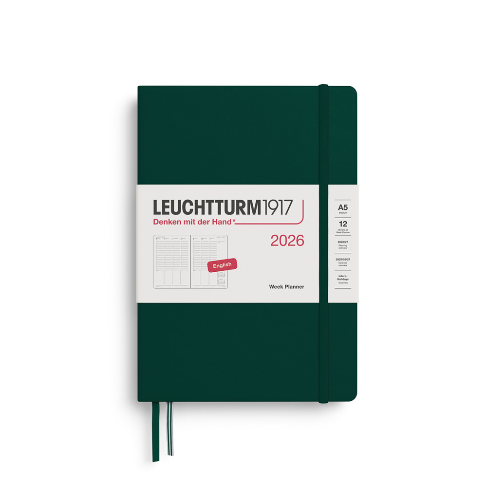Vertical Weekly Planner & Notebook 2026 A5 - Leuchtturm1917 - Forest Green
