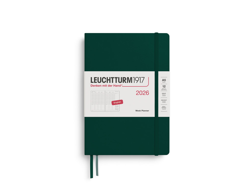 Vertical Weekly Planner & Notebook 2026 A5 - Leuchtturm1917 - Forest Green