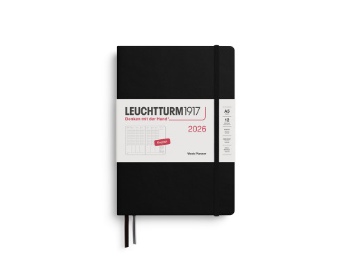 Planer tygodniowy wertykalny 2026 A5 - Leuchtturm1917 - Black