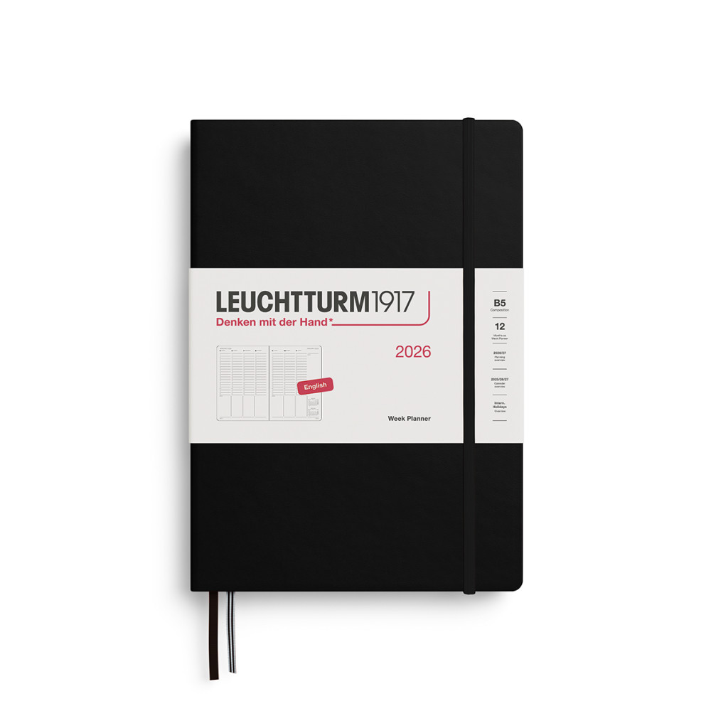 Vertical Weekly Planner & Notebook 2026 B5 - Leuchtturm1917 - Black