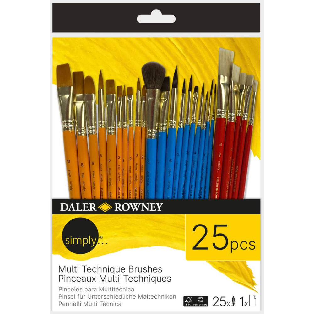 Set of Multi Technique synthetic brushes - Daler Rowney - 25 pcs.