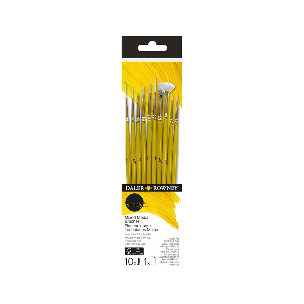 Set of Mixed Media synthetic brushes - Daler Rowney - 10 pcs.