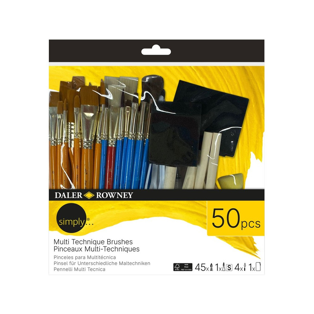 Zestaw pędzli i akcesoriów Multi Technique - Daler Rowney - 50 szt.