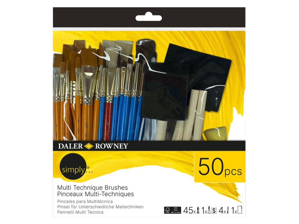 Set of Multi Technique accessories and brushes - Daler Rowney - 50 pcs.