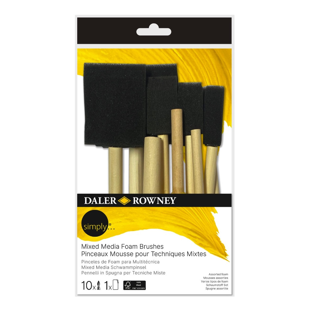 Set of Mixed Media foam brushes - Daler Rowney - 10 pcs.