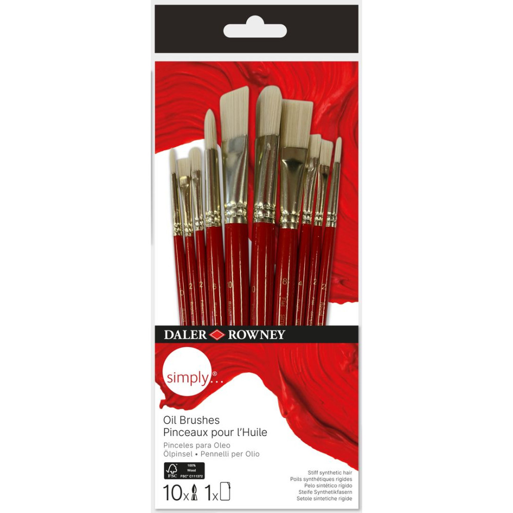 Zestaw pędzli do farb olejnych Simply Oil - Daler Rowney - 10 szt.