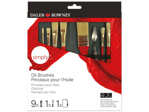 Set of Simply Oil brushes and accessories - Daler Rowney - 10 pcs.