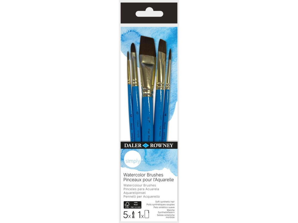 Set of Simply Watercolour brushes - Daler Rowney - 5 pcs.