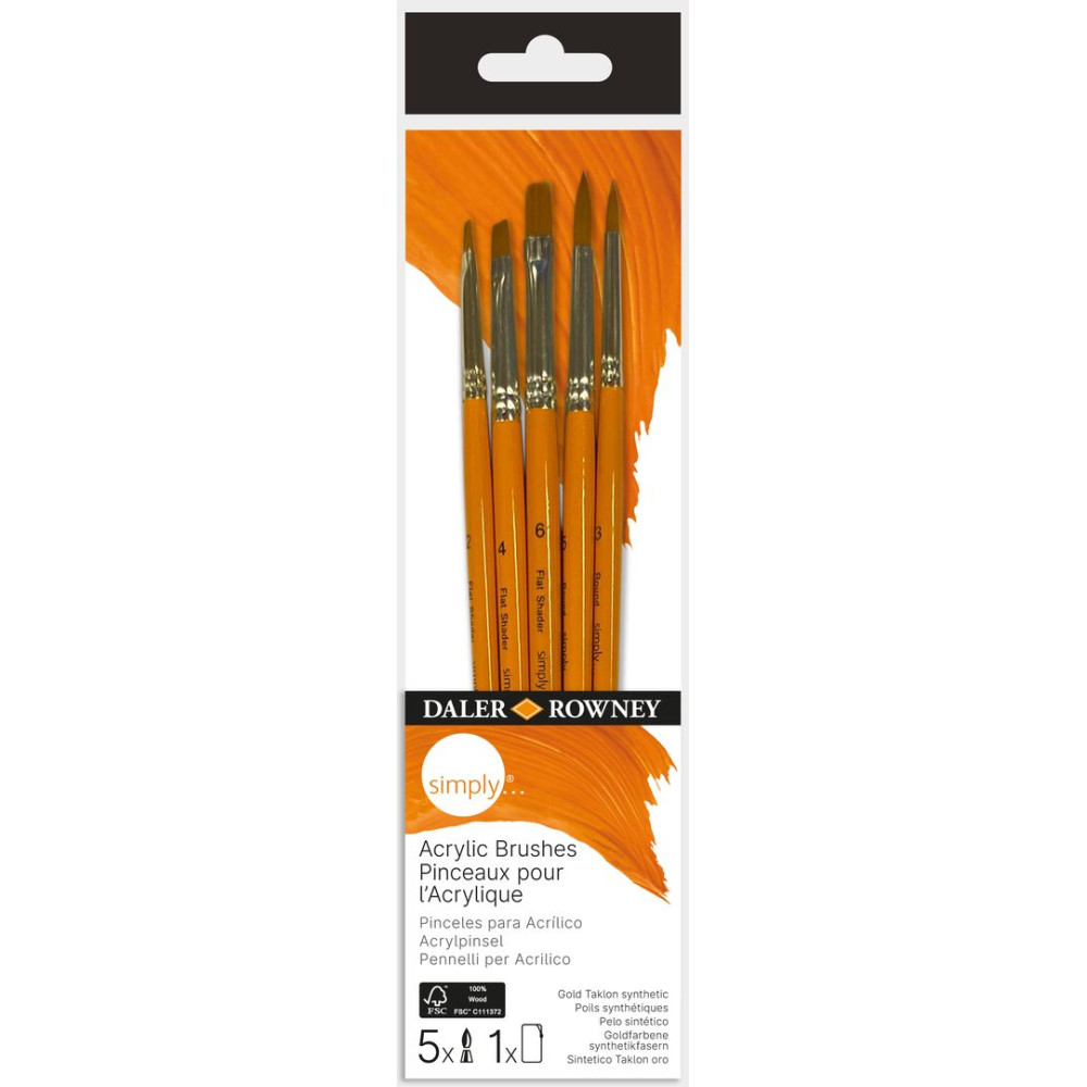 Set of Simply Acrylic brushes - Daler Rowney - 5 pcs.