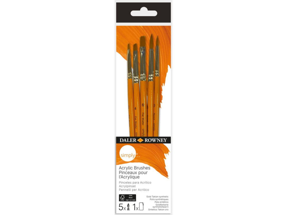Set of Simply Acrylic brushes - Daler Rowney - 5 pcs.