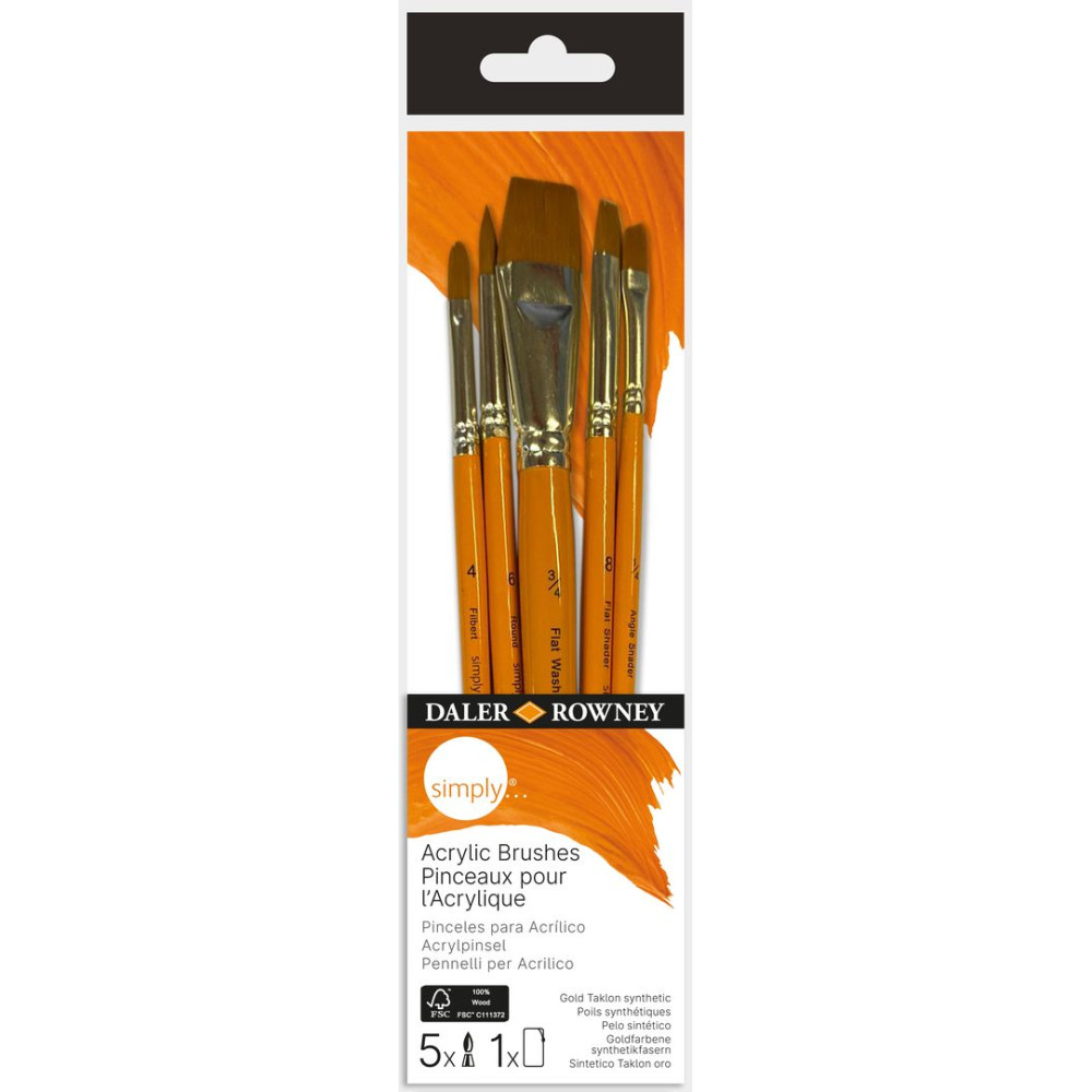 Set of Simply Acrylic brushes - Daler Rowney - 5 pcs.