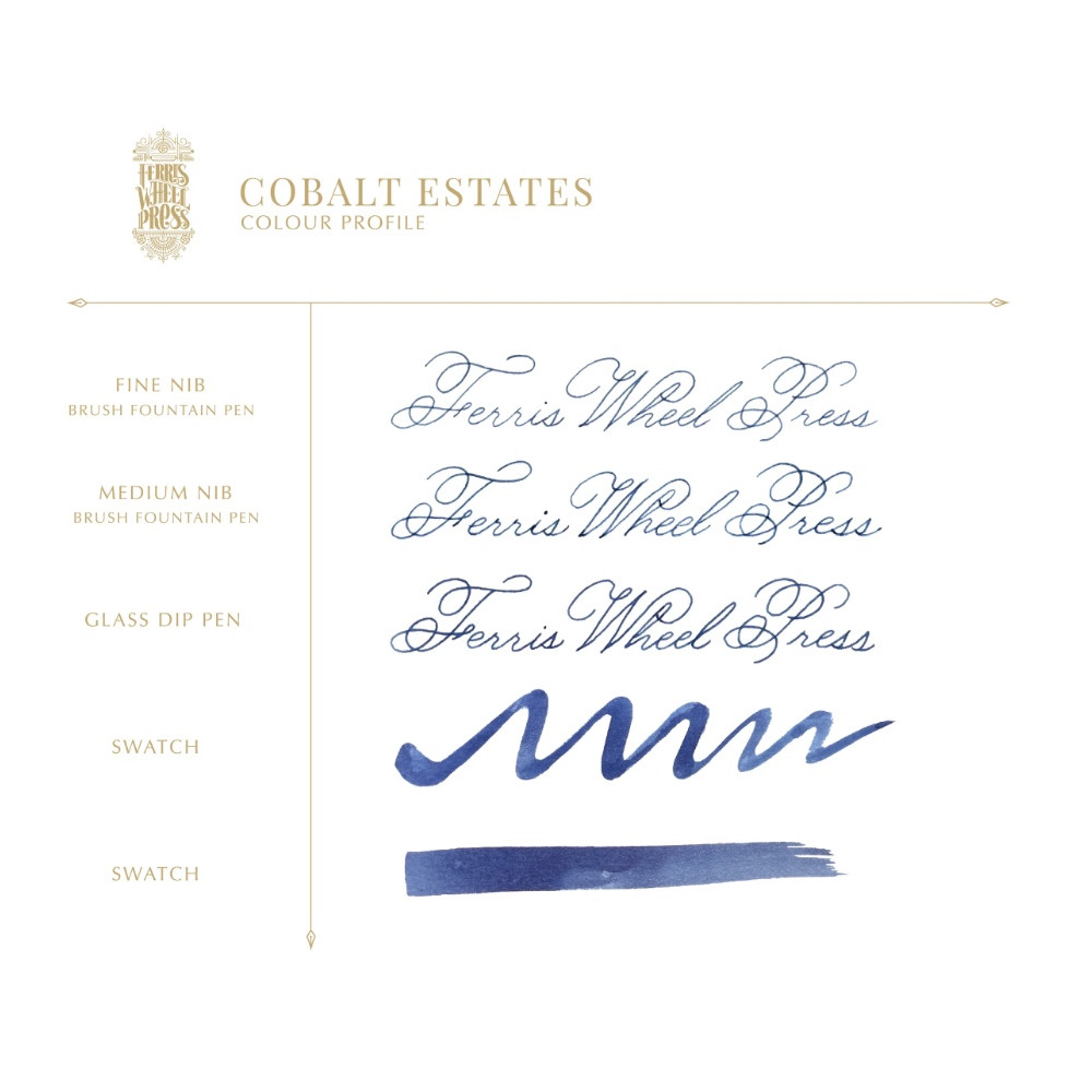 Calligraphy ink - Ferris Wheel Press - Cobalt Estates 38 ml