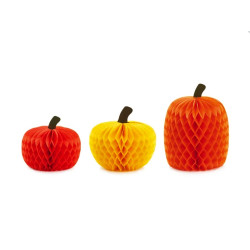 Honeycomb paper decorations Pumpkins - 3 pcs.
