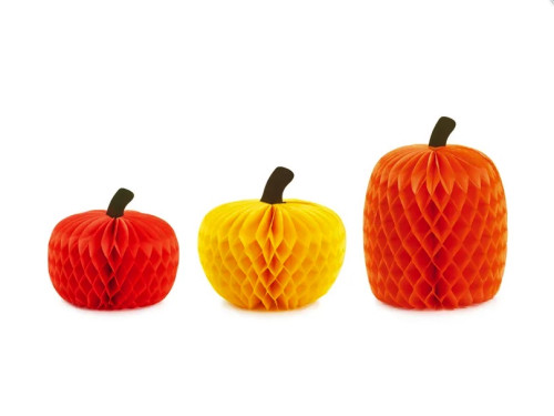 Honeycomb paper decorations Pumpkins - 3 pcs.
