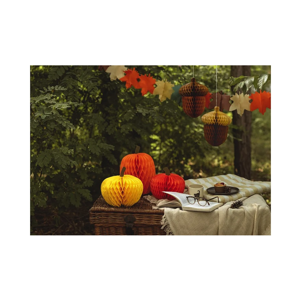 Honeycomb paper decorations Pumpkins - 3 pcs.